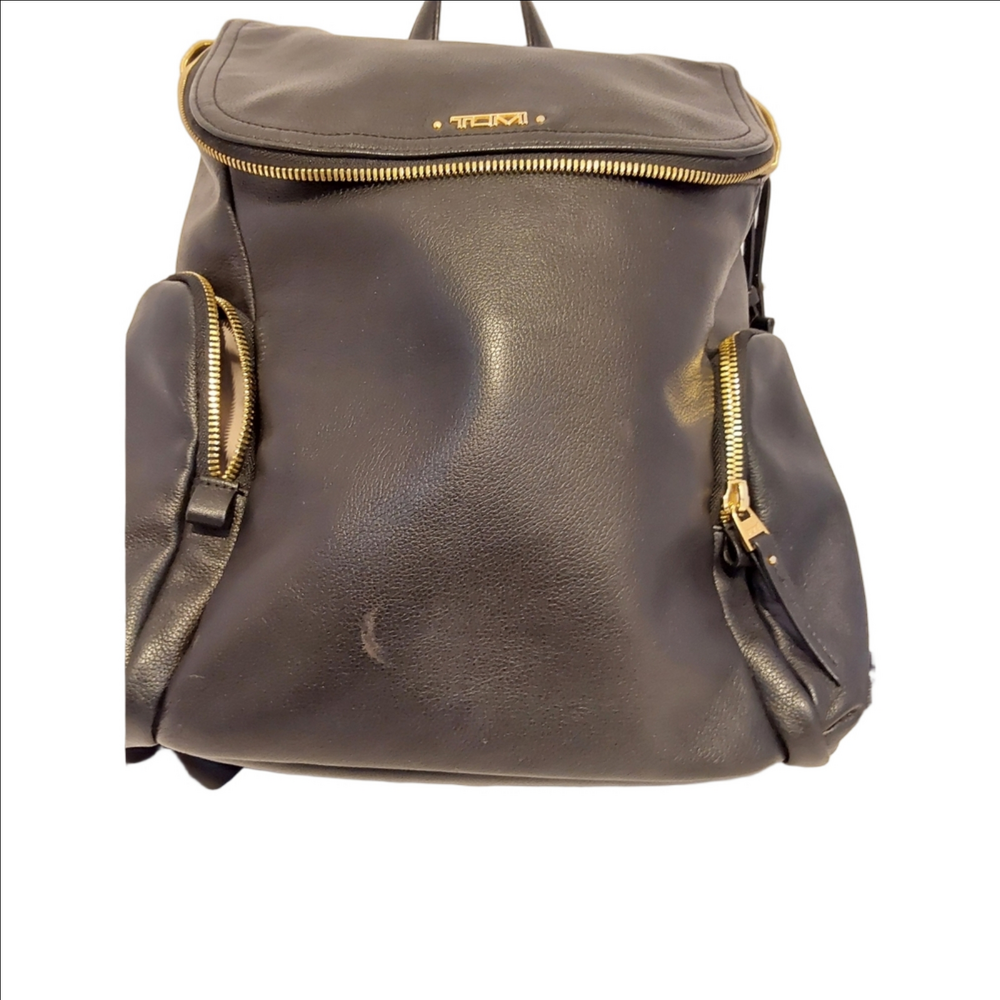 Tumi Voyageur Lexa Zip Flap Backpack Backpack in Black and Gold Hardware - Picture 8 of 14